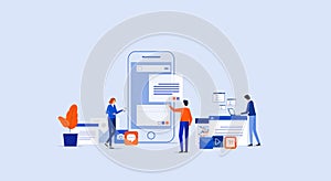 Programmer team develop for mobile application and design process
