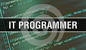 It programmer text written on Programming code abstract technology background of software developer and Computer script. it
