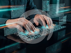 Programmer Typing on Holographic Keyboard with Binary Code Interface