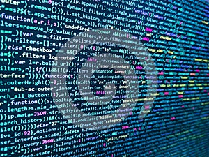 Programmer Typing New Lines of HTML Code. Php language and coding function developer. Blurred screen with selective focus.