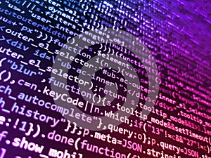 Programmer Typing New Lines of HTML Code. Programming code abstract background screen of software. Failure in the program, blue