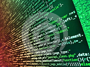 Programmer Typing New Lines of HTML Code. Web server data on a monitor. Programming code screen of software developer. Web
