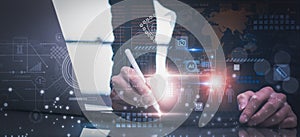 programmer using AI Artificial Intelligence technology Data development, Computer data processing, inventions, modern network