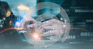 programmer using AI Artificial Intelligence technology Data development, Computer data processing, inventions, modern network