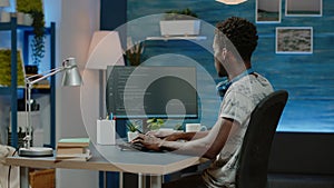 Programmer using binary code for website interface development