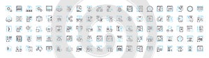 Programmer vector line icons set. Developer, Coder, Engineer, Technician, Analyst, Designer, Hacker illustration outline