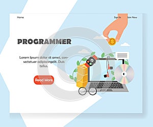 Programmer vector website landing page design template