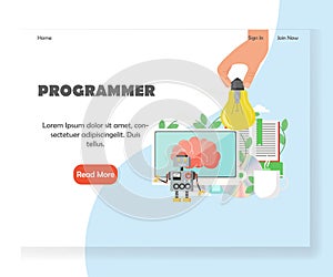 Programmer vector website landing page design template