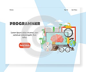 Programmer vector website landing page design template