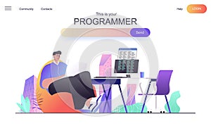 Programmer web concept for landing page