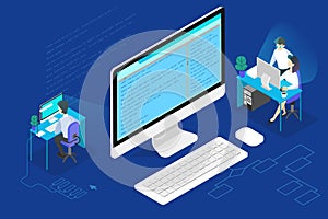 Programmer or web developer concept. Working on computer