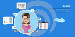 Programmer woman character