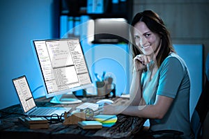 Programmer Woman Coding On Computer