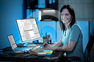 Programmer Woman Coding On Computer