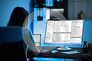Programmer Woman Coding On Computer