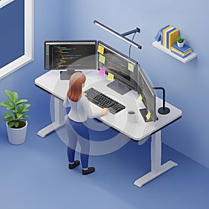Programmer at Work: Coding, Desk Setup, Modern Office