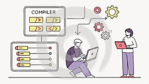 Programmer at work, coding and software development vector design Generative AI
