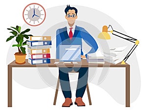 Programmer at work concept. Can use for web banner, infographics, hero images. In minimalist style. Flat isometric