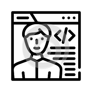Programmer worker line icon vector illustration flat