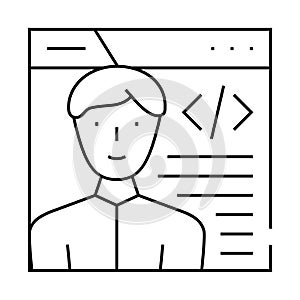 programmer worker line icon vector illustration flat