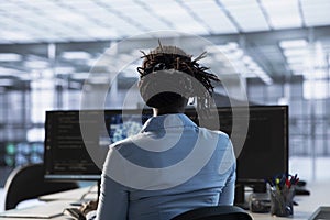 Programmer working with AI machine learning algorithms