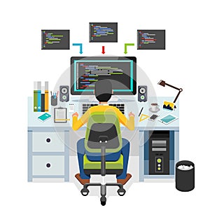 Programmer working on computer