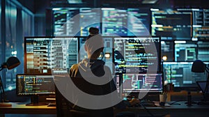 Programmer Working on Computer Code. AI generated