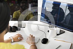 Programmer Working Computer Monitor HTML Concept