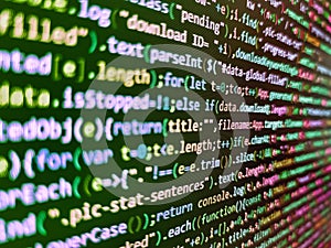 Programmer working on computer screen. Modern web network and internet telecommunication technology. Abstract technology