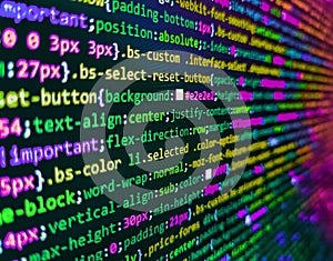 Programmer working in computer screen. Web abstract programming and created virus on laptop screen. Software background technology