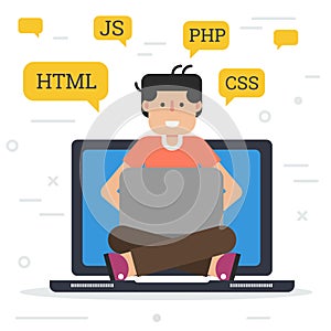 Programmer working on the computer