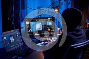 programmer working with 3d graphics on computer