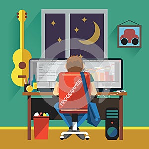 Programmer working at Desktop Computer