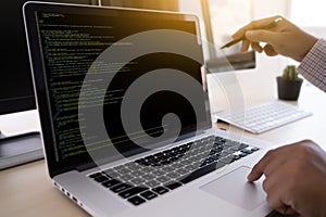 Programmer working Developing programming technologies Web Design Online Technology