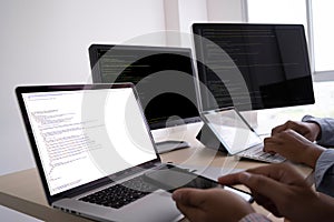 Programmer working Developing programming technologies Web Design Online Technology