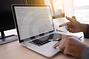Programmer working Developing programming technologies Web Design Online Technology