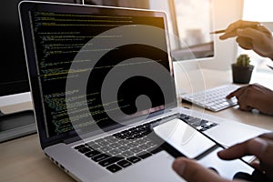 Programmer working Developing programming technologies Web Design Online Technology