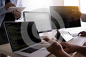 Programmer working Developing programming technologies Web Design Online Technology