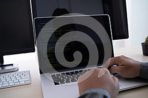 Programmer working Developing programming technologies Web Design Online Technology
