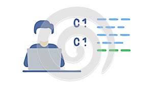 Programmer Working on Laptop Icon, Coding and Software Development, vector design Generative AI