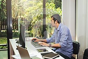 Programmer working in a software developing.