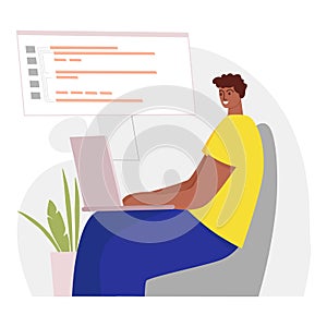 Programmer working on web development on computer. Concept of script coding and programming in php, python, javascript
