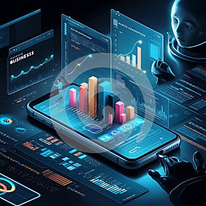 Futuristic Programmer Analyzing Data on Advanced Devices