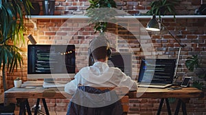 The programmer at workstation. AI generated