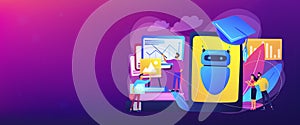 Chatbot self learning concept banner header.
