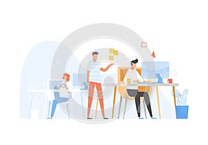 Programmers or coders working together. Front-end and back-end software development and testing, programming or program