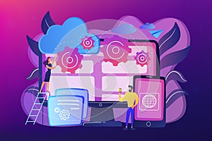 Cross-platform programming concept vector illustration.
