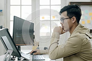 Programmers and developer teams are coding and developing software