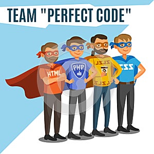 Programmers, developers, process coding, teamwork. Programming c