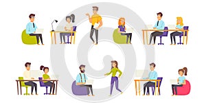 Programmers flat vector illustrations set